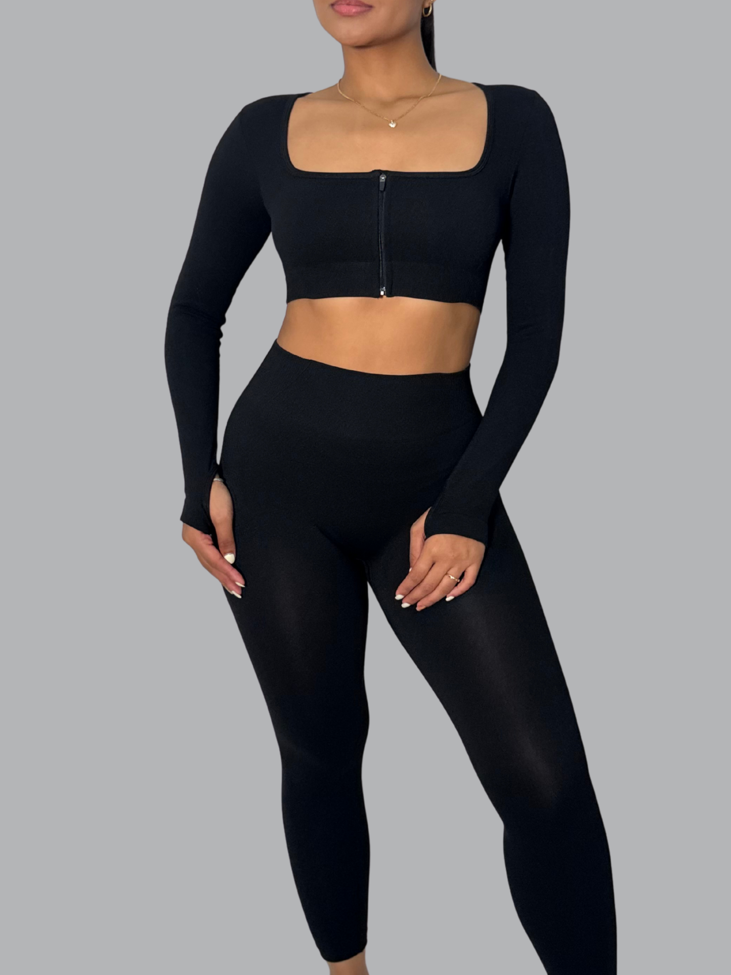 Set Buzo Cremallera Negro