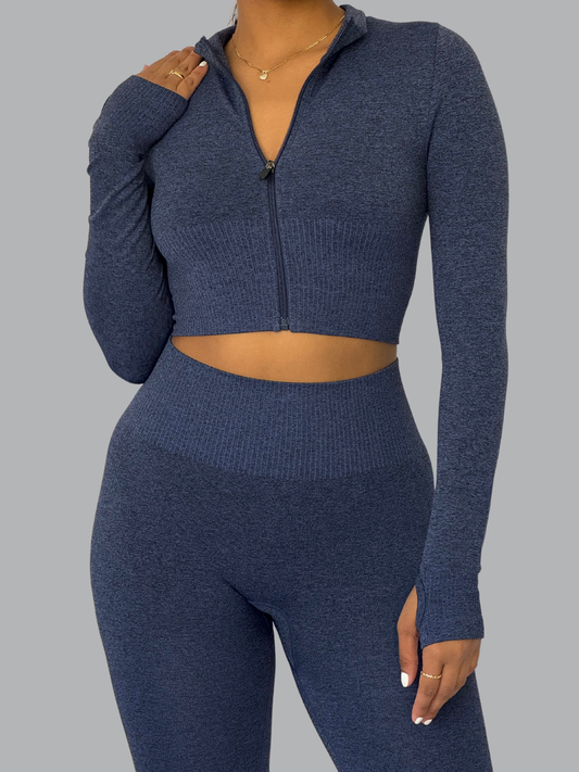 Set Buzo Cremallera Azul