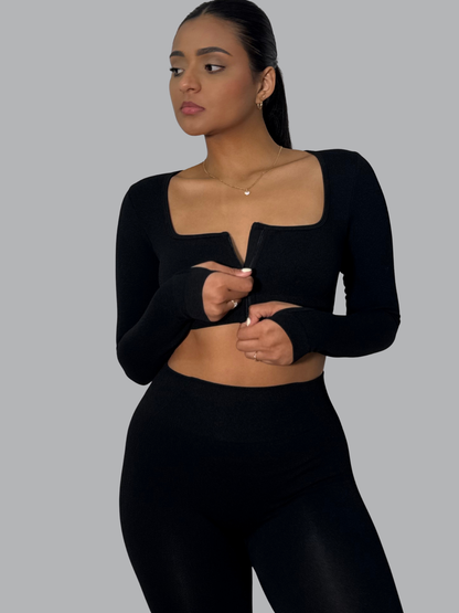 Set Buzo Cremallera Negro