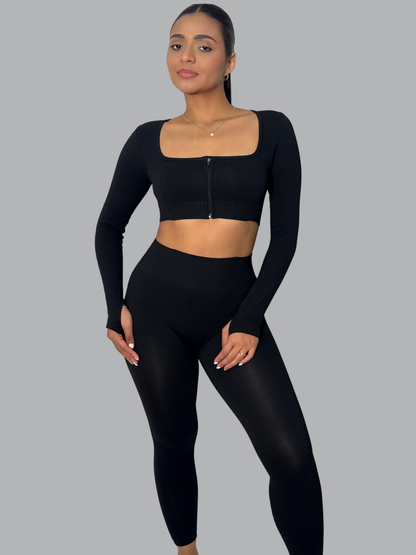 Set Buzo Cremallera Negro